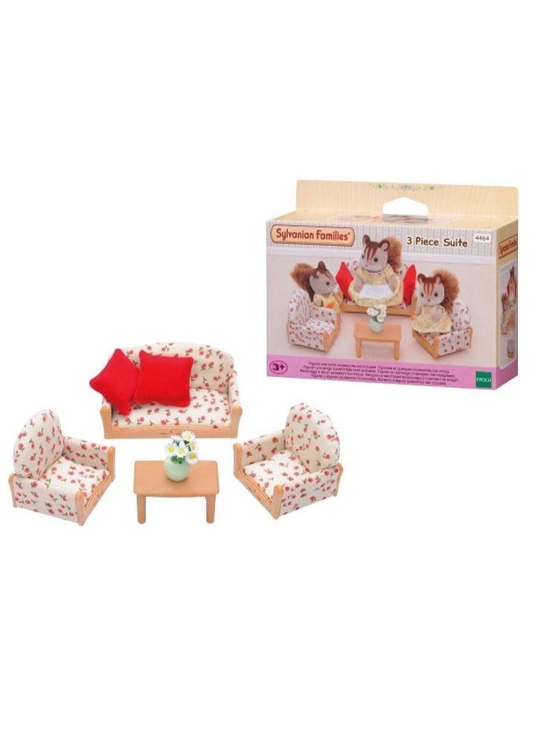 Suite Living Room Set | Multi-Color | Plastic & Fabric | Sofa, Armchairs, Coffee Table, Cushions & Flowers | Ages 3 to 10