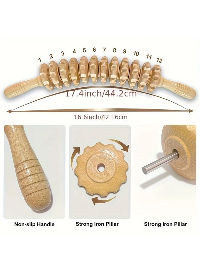 Arc Twelve Axis Wooden Massage Roller Ergonomic Design For Muscle Tension Relief - Image 4
