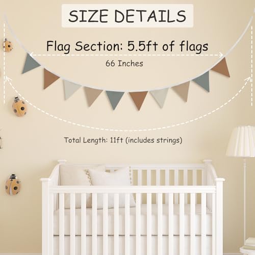 XYDEG Neutral Boho Boy Girl Room Wall Decor,Toddler GirlRoom Bedroom,Garland Triangle Banners Pink Daisy Flower,11Ft Pennant Banner Bunting Flags Fabric for Baby Shower Birthday Party Wall Art - Image 3