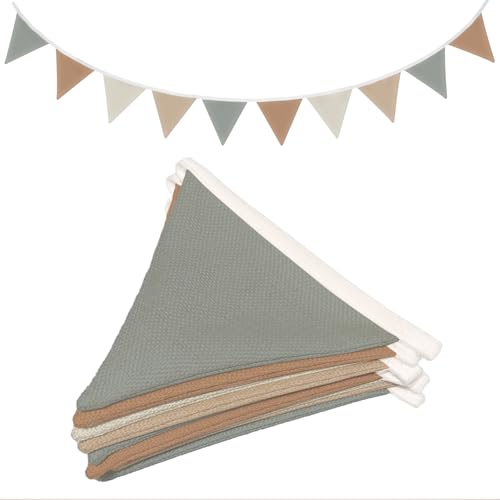 XYDEG Neutral Boho Boy Girl Room Wall Decor,Toddler GirlRoom Bedroom,Garland Triangle Banners Pink Daisy Flower,11Ft Pennant Banner Bunting Flags Fabric for Baby Shower Birthday Party Wall Art - Image 1