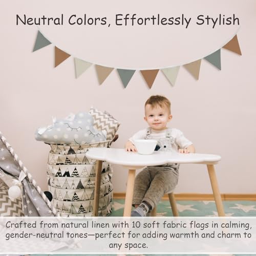 XYDEG Neutral Boho Boy Girl Room Wall Decor,Toddler GirlRoom Bedroom,Garland Triangle Banners Pink Daisy Flower,11Ft Pennant Banner Bunting Flags Fabric for Baby Shower Birthday Party Wall Art - Image 2