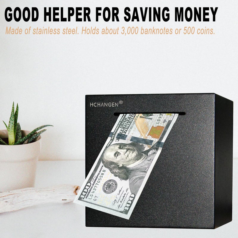 Hchangen Piggy Bank For Adults Must Break To Open Unbreakable Piggy Bank Made Of Stainless Steel  Indestructible Money Savings Bank For Cash (Black  4.72Inches) - Image 4