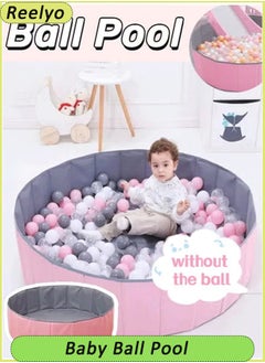 Reelyo Foldable Double Layer Oxford Cloth Kids Ball Pit, Play Ball Pool with Storage Bag (Balls Not Included) Playpen for Baby Toddlers  Baby Ball Pool, Folding Portable Ball Pool, Double Oxford Cloth, Children's Outdoor Indoor Play Pool Pink  - Image 1
