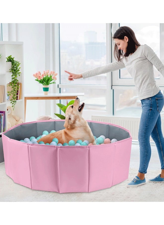 Foldable Double Layer Oxford Cloth Kids Ball Pit, Play Ball Pool with Storage Bag (Balls Not Included) Playpen for Baby Toddlers  Baby Ball Pool, Folding Portable Ball Pool, Double Oxford Cloth, Children's Outdoor Indoor Play Pool Pink  - Image 5