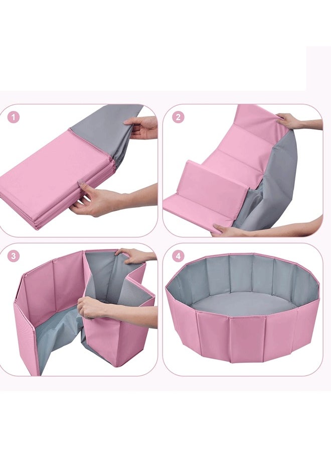 Foldable Double Layer Oxford Cloth Kids Ball Pit, Play Ball Pool with Storage Bag (Balls Not Included) Playpen for Baby Toddlers  Baby Ball Pool, Folding Portable Ball Pool, Double Oxford Cloth, Children's Outdoor Indoor Play Pool Pink  - Image 3