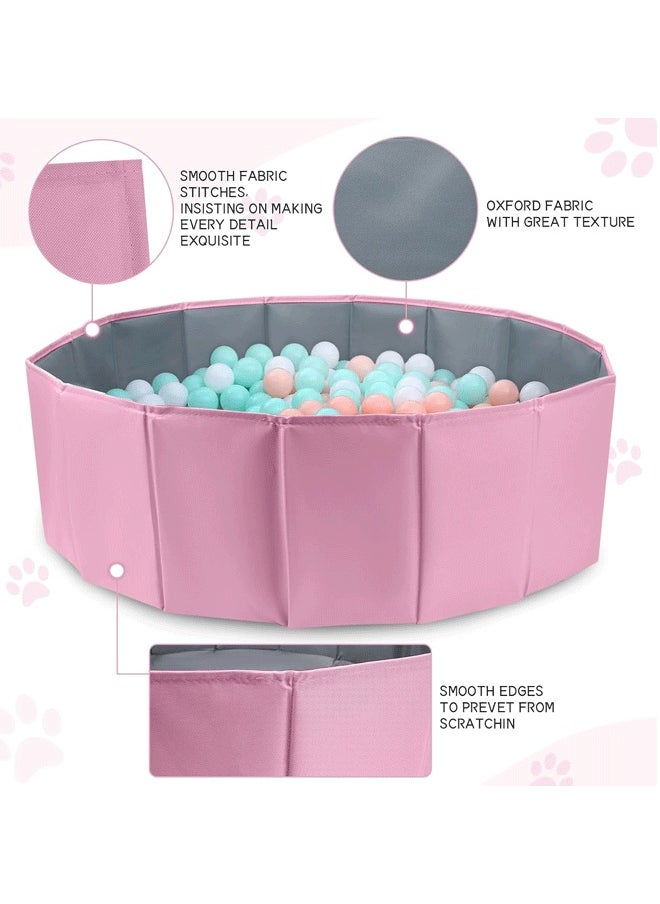 Foldable Double Layer Oxford Cloth Kids Ball Pit, Play Ball Pool with Storage Bag (Balls Not Included) Playpen for Baby Toddlers  Baby Ball Pool, Folding Portable Ball Pool, Double Oxford Cloth, Children's Outdoor Indoor Play Pool Pink  - Image 2
