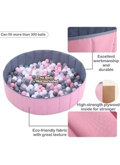 Reelyo Foldable Double Layer Oxford Cloth Kids Ball Pit, Play Ball Pool with Storage Bag (Balls Not Included) Playpen for Baby Toddlers  Baby Ball Pool, Folding Portable Ball Pool, Double Oxford Cloth, Children's Outdoor Indoor Play Pool Pink  - Image 2