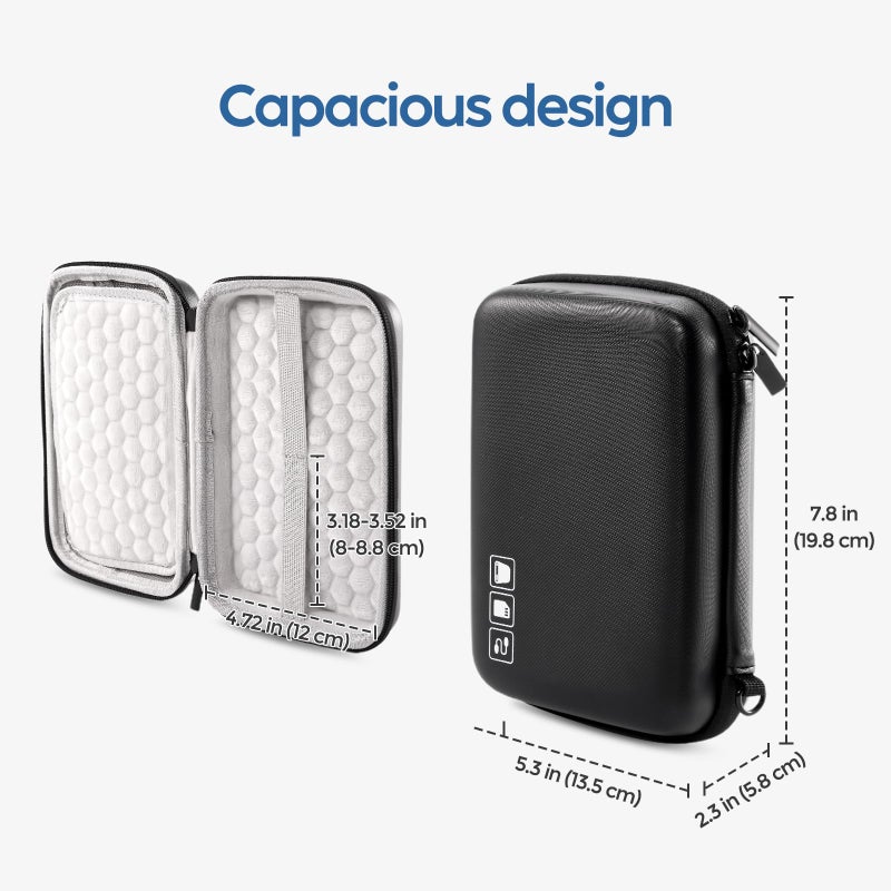 ProCase Hard Drive Case for Canvio Basics Western Digital WD Elements My Passport Seagate Portable Backup Plus Slim 1TB 2TB 3TB 4TB USB 2.5, Portable External Case for 2 Hard Drives -Black - Image 3