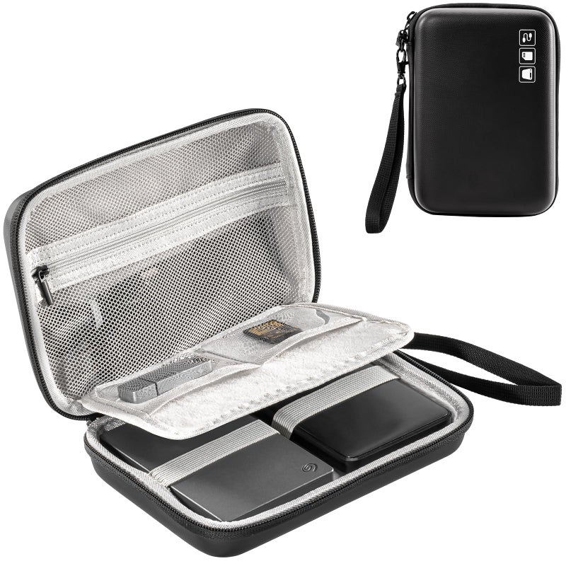ProCase Hard Drive Case for Canvio Basics Western Digital WD Elements My Passport Seagate Portable Backup Plus Slim 1TB 2TB 3TB 4TB USB 2.5, Portable External Case for 2 Hard Drives -Black - Image 1
