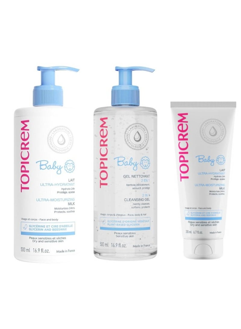 توبي كريم حليب توبيكريم مون الأول المرطب للغاية ٥٠٠ مل + كريم توبي المنظف للجسم والشعر للعناية بالبشرة ٥٠٠ مل + حليب بيبي ماي فيرست المرطب ٢٠٠ مل - Image 1