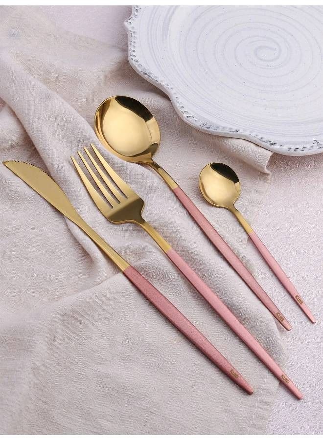 Kutis 4-Piece Stainless Steel Knife Dessert Fork Spoon Flatware Set - Image 2