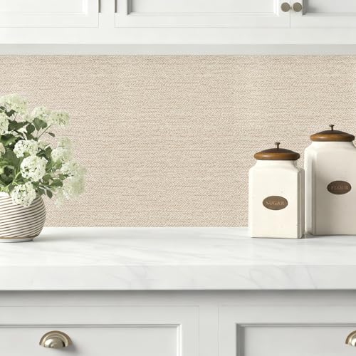 lenify Grasscloth Peel and Stick Wallpaper Beige Contact Paper 15.7inch x 118.1inch Faux Linen Vintage Wallpaper Textured Removable Wall Paper Grass Cloth Cabinets Bedroom Decor Vinyl Self Adhesive - Image 4