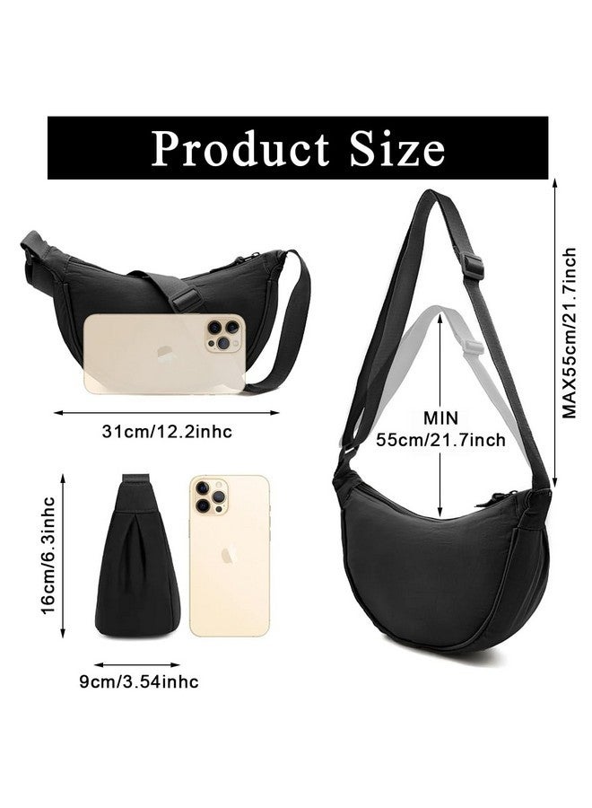 PALAY Unisex-Adult Nylon Crescent Hobos & Shoulder Crossbody Bag - Compact, Adjustable & Waterproof Casual Style Dumpling Bag, Color Small Chest Bag For Woman, Black - Image 2
