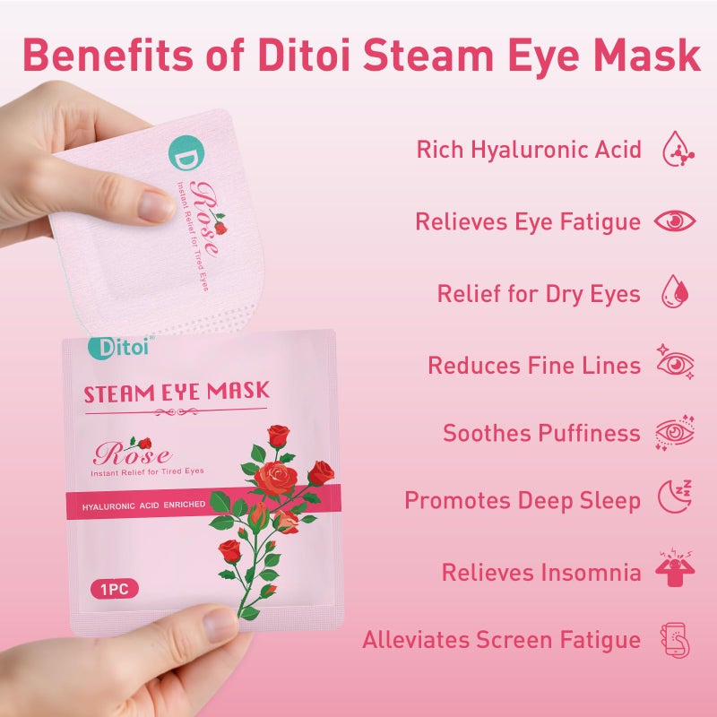 Ditoi Steam Eye Mask, Heated Eye Mask for Dry Eye Relief,Warm Compress with Hyaluronic Acid,Christmas Stocking Stuffers,Travel Essentials & Relaxation Gifts,Rose 20 Packs - Image 2