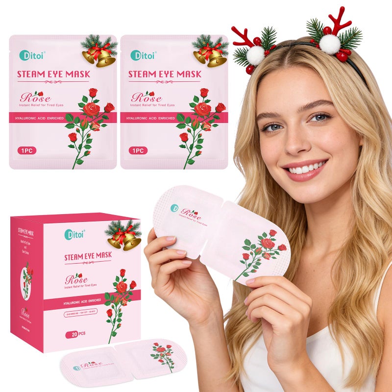Ditoi Steam Eye Mask, Heated Eye Mask for Dry Eye Relief,Warm Compress with Hyaluronic Acid,Christmas Stocking Stuffers,Travel Essentials & Relaxation Gifts,Rose 20 Packs - Image 1
