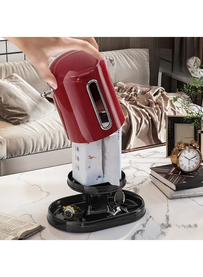 صندوق المناديل الفاخر الأحمر 2 في 1 مع رف تخزين لمنظم الحمام الحديث وغرفة المعيشة - Image 5