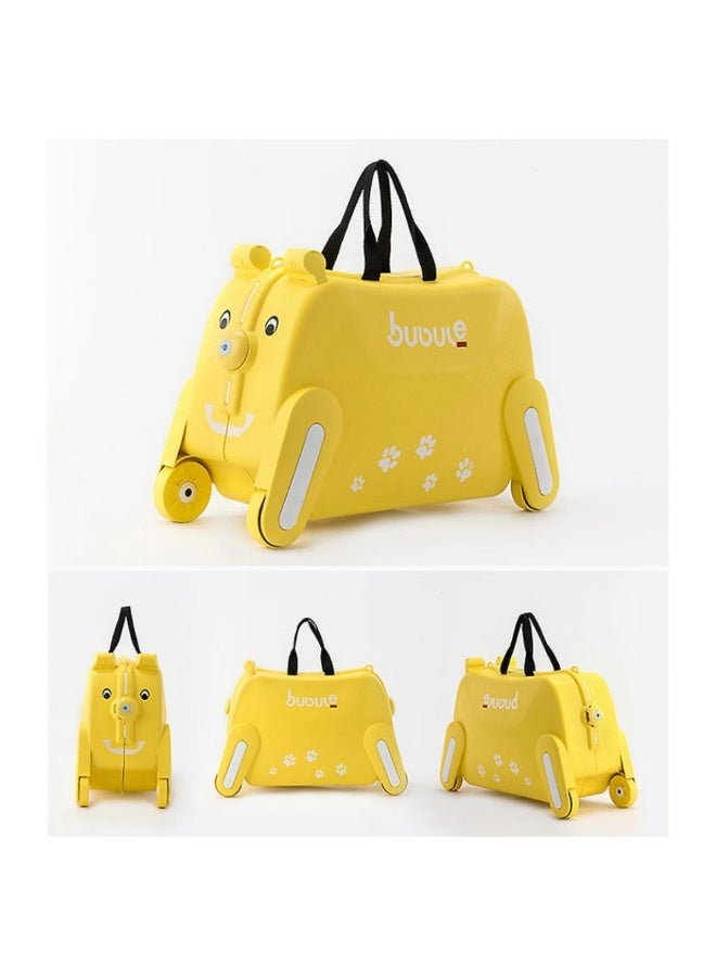 Kids Yellow Ride-On Animal Trolley Suitcase - Image 2