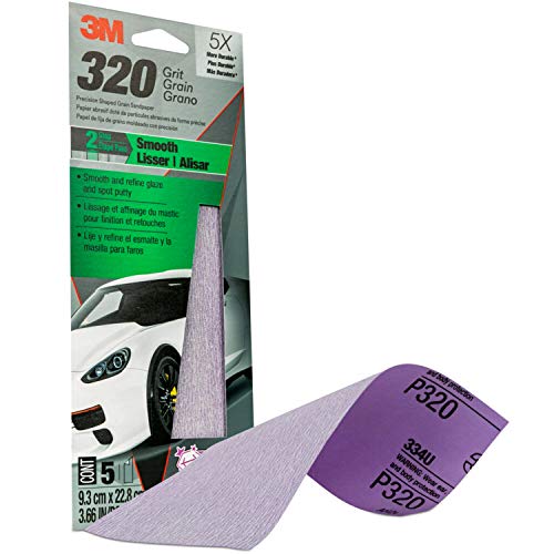 3M Performance Sandpaper, 03078, 320 grit, 3-2/3 in x 9 in, 5 Sheets Per Pack - Image 3