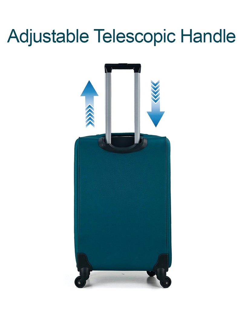 SAW & SEE 4-Piece Softside Expandable Luggage Set – Lightweight Travel Suitcase with Combination Lock, Anti-theft zipper, 360° Spinner Wheels, Durable Water proof Nylon-Cotton Fabric, Adjustable Telescopic Handle – Large, Big, Medium & Carry-On Trolley Suitcase Bags (20''/24''/28''/32") – PEACOCK BLUE  - Image 4