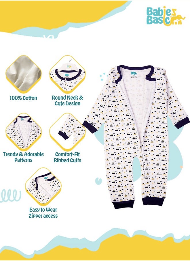 Babies Basic 100% Cotton Printed Long Sleeves Jumpsuit/Romper/Sleepsuit For Babies  - Image 5