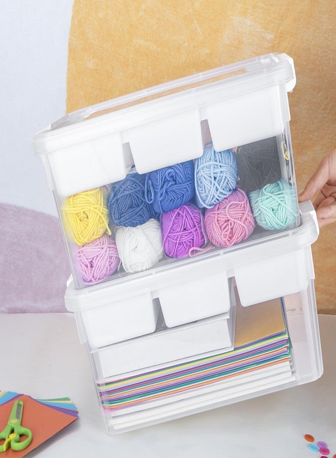 TERGOO 17QT Multipurpose Plastic Storage Organizer Box with Removable Tray, Stackable Craft Organizers and Storage Bins with Lid, Clear Art Storage Container for Organizing Playdoh, Crayon (Clear) - Image 5
