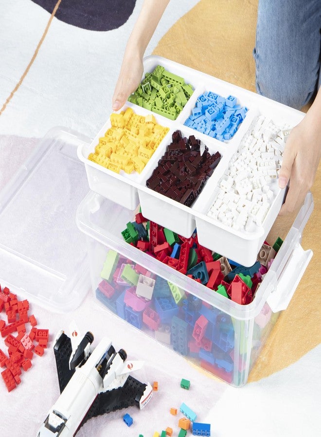TERGOO 17QT Multipurpose Plastic Storage Organizer Box with Removable Tray, Stackable Craft Organizers and Storage Bins with Lid, Clear Art Storage Container for Organizing Playdoh, Crayon (Clear) - Image 4