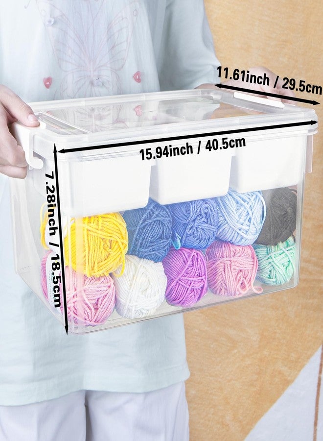TERGOO 17QT Multipurpose Plastic Storage Organizer Box with Removable Tray, Stackable Craft Organizers and Storage Bins with Lid, Clear Art Storage Container for Organizing Playdoh, Crayon (Clear) - Image 2