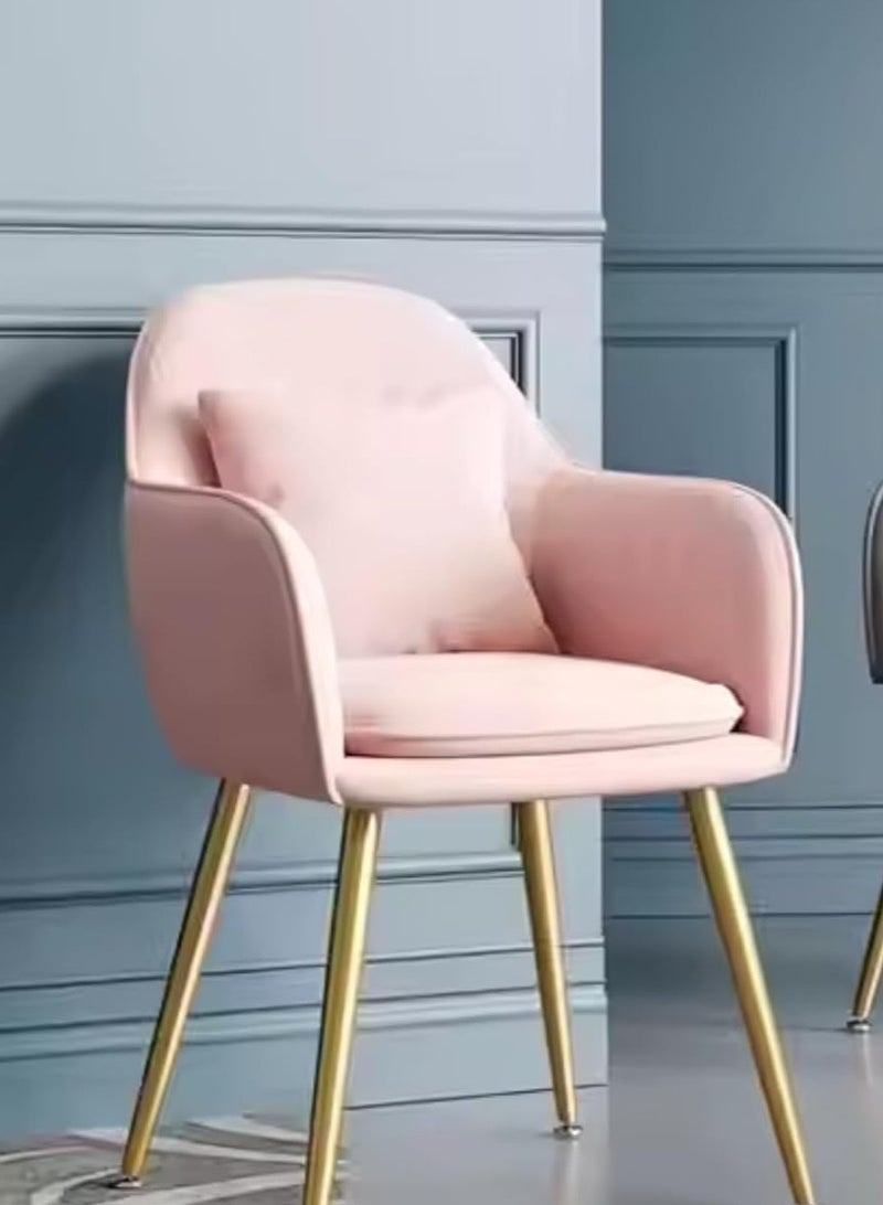 كراسي طعام مانيس الحديثة المخملية (طقم من قطعتين) - كراسي أنيقة مبطنة ومميزة مع وسادة وأرجل معدنية متينة - مثالية لتناول الطعام وغرفة المعيشة والمكتب والمطاعم (وردي) - Image 4