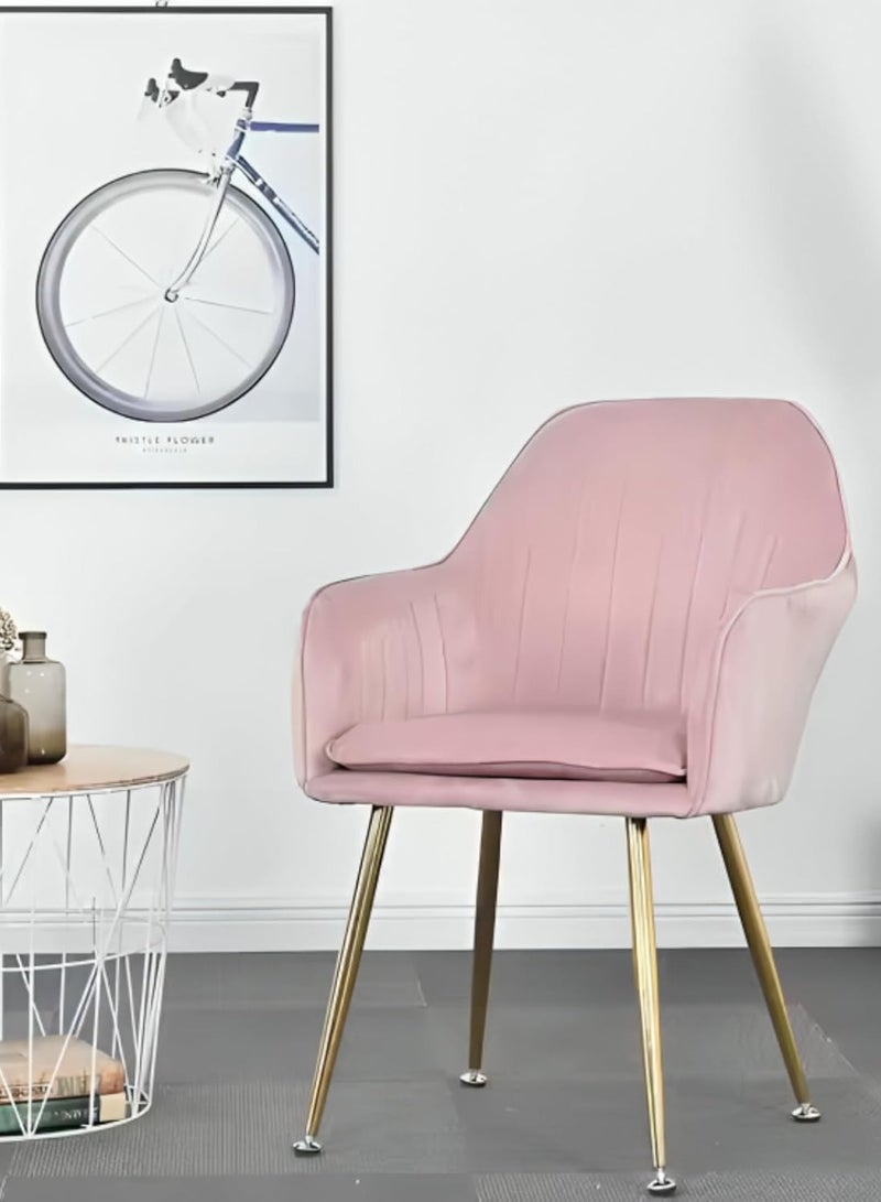 كراسي طعام مانيس الحديثة المخملية (طقم من قطعتين) - كراسي أنيقة مبطنة ومميزة مع وسادة وأرجل معدنية متينة - مثالية لتناول الطعام وغرفة المعيشة والمكتب والمطاعم (وردي) - Image 5