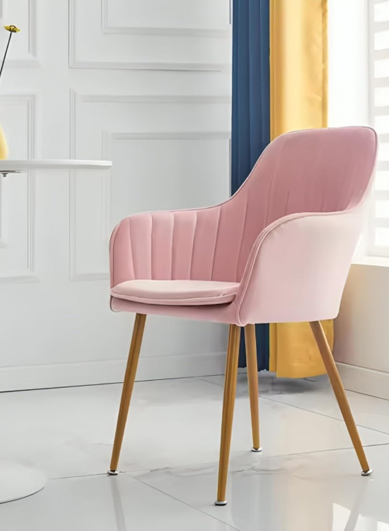 كراسي طعام مانيس الحديثة المخملية (طقم من قطعتين) - كراسي أنيقة مبطنة ومميزة مع وسادة وأرجل معدنية متينة - مثالية لتناول الطعام وغرفة المعيشة والمكتب والمطاعم (وردي) - Image 2