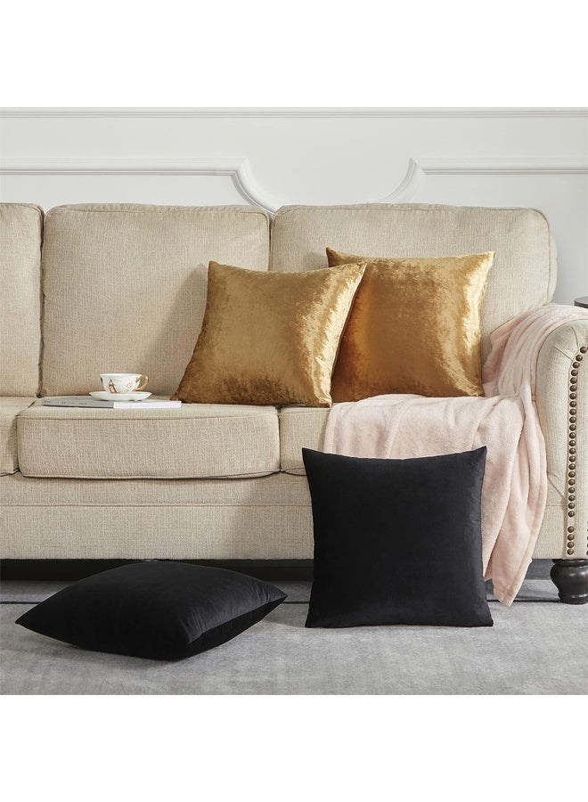 DUNISO Set of 4 Decorative Throw Pillow Covers , Square Velvet Cushion Covers, Protector Cushion Covers ，Pillowcase，Home Decor Decorations for Sofa Couch Bed Chair Car，18 x 18inch - Image 3