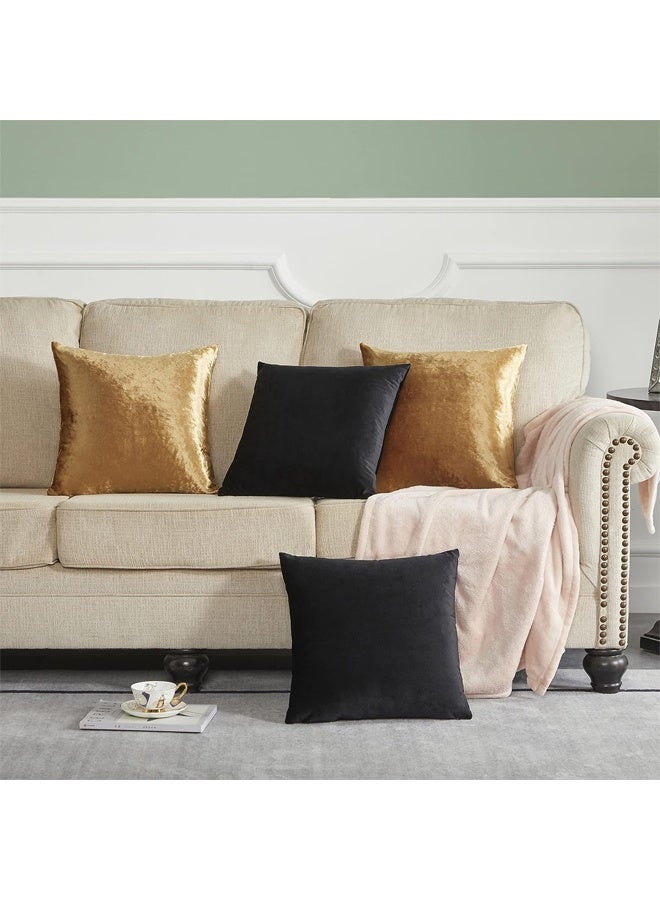 DUNISO Set of 4 Decorative Throw Pillow Covers , Square Velvet Cushion Covers, Protector Cushion Covers ，Pillowcase，Home Decor Decorations for Sofa Couch Bed Chair Car，18 x 18inch - Image 2