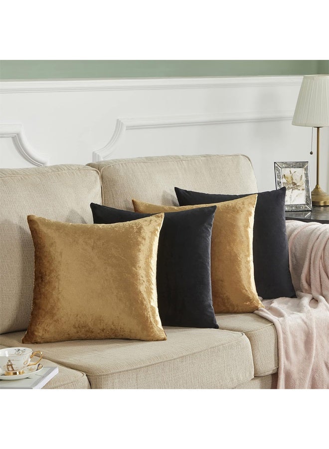 DUNISO Set of 4 Decorative Throw Pillow Covers , Square Velvet Cushion Covers, Protector Cushion Covers ，Pillowcase，Home Decor Decorations for Sofa Couch Bed Chair Car，18 x 18inch - Image 4