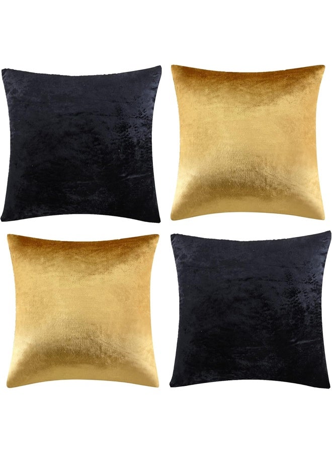 DUNISO Set of 4 Decorative Throw Pillow Covers , Square Velvet Cushion Covers, Protector Cushion Covers ，Pillowcase，Home Decor Decorations for Sofa Couch Bed Chair Car，18 x 18inch - Image 1