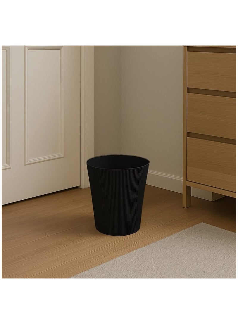 بلاستيكنا سلة مهملات كلاسيك دائرية للمكاتب والغرف، 10لتر، لون أسود - Image 1