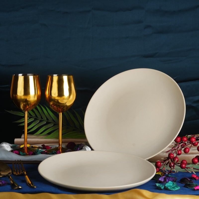 Caffeine Ceramic Handmade Stoneware Plain White Glossy Quarter Plate 8” (Set of 6 Dishwasher & Microwave Safe) - Image 3