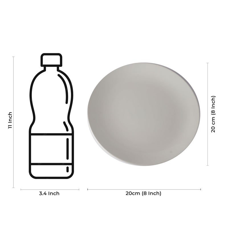 Caffeine Ceramic Handmade Stoneware Plain White Glossy Quarter Plate 8” (Set of 6 Dishwasher & Microwave Safe) - Image 4