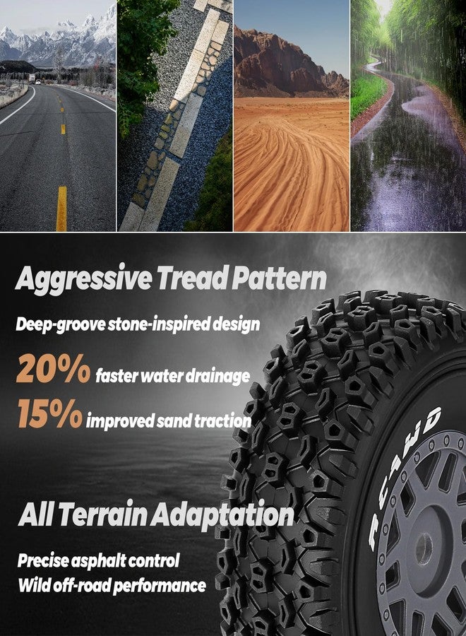 RCAWD Pre-Glued 12mm Hex Wheel and Tire Sets for 1/16 Arrma Mojave Grom ARA2104 ARA2304 ARA2304S Series Upgrades Parts Grey - Image 5