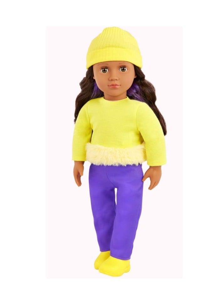 Our Generation Sola 18" Fashion Doll In Yellow And Purple Block Outfit - Image 2