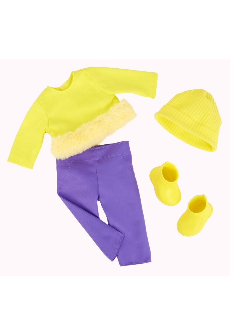 Our Generation Sola 18" Fashion Doll In Yellow And Purple Block Outfit - Image 3