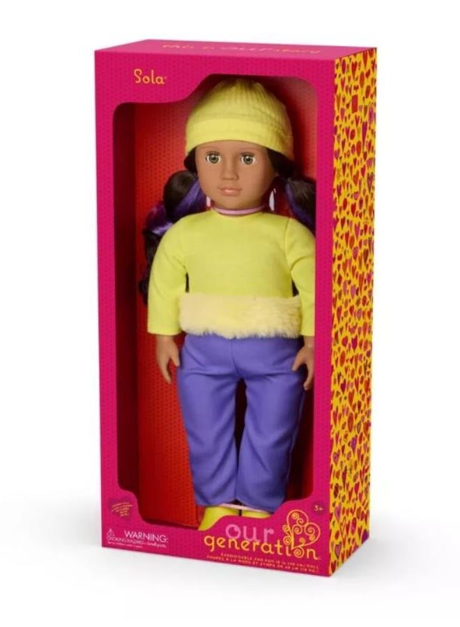 Our Generation Sola 18" Fashion Doll In Yellow And Purple Block Outfit - Image 5