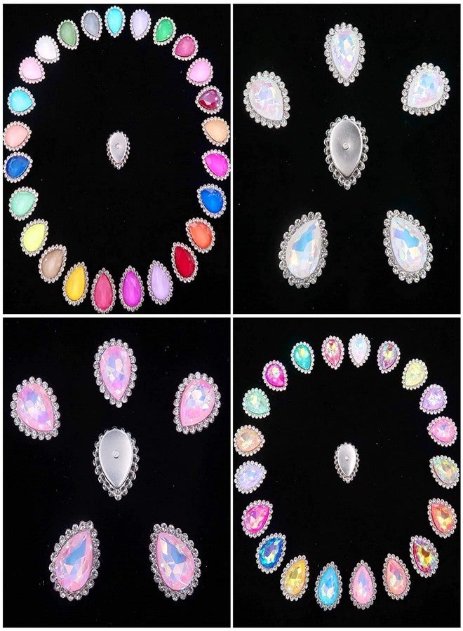 دي آي واي كرافتس مجموعة أدوات يدوية مكونة من 60 قطعة، مقاس 20 × 3، ألوان عشوائية متنوعة، كريستال زجاجي على شكل حلوى جيلي بألوان عشوائية مع أحجار الراين في إطار فضي بمخالب (عبوة من 60 قطعة، مقاس 20 × 3، ألوان عشوائية متنوعة) - Image 2