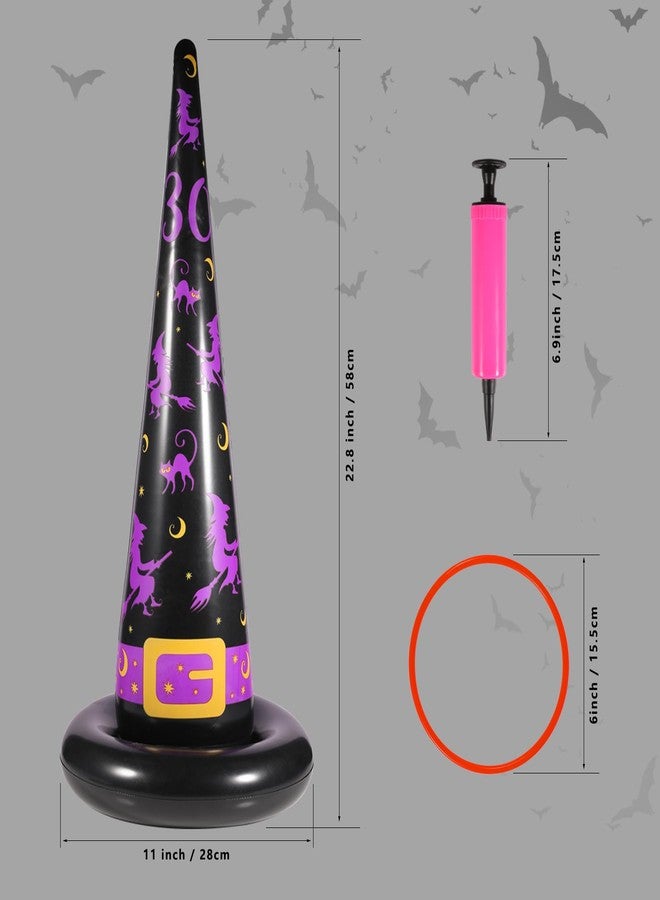 Yeepoo Halloween Ring Toss Game Set, 5Pcs Inflatable Witch Hats with 10Pcs Colorful Plastic Rings and Air Pump for Halloween Party Games Super Fun Indoor Outdoor Party Supplies - Image 5