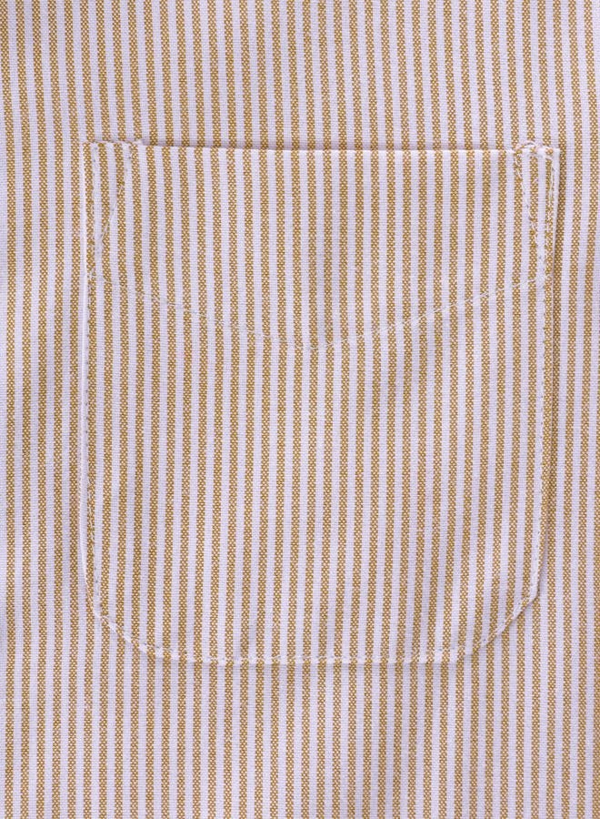 JOGAL Boys Button Down Shirt Short Sleeve Oxford Dress Shirts Casual Striped Tops for 6-14 Years EarthYellow 12 - Image 4