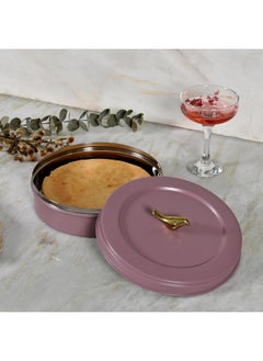 Elan Elan Air-Tight Stainless Steel Colorful Storage Box for Roti/Papad/Chapati | Multipurpose Dabba with Lid | Roti Server | Casserole| Mauve (1500 ml)  - Image 1