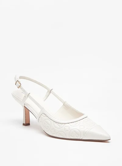 ايل Women'S Monogram Embossed Slingback Pumps With Kitten Heels