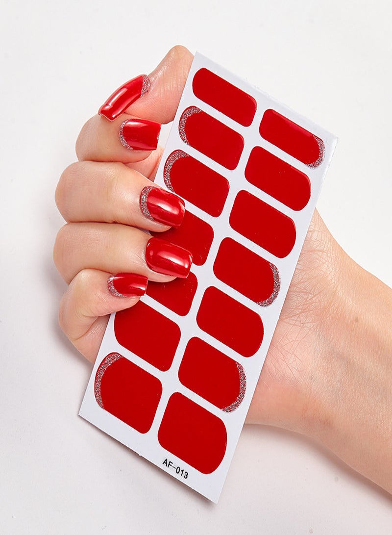 Cured Gel Nail Polish Strips Stickers, Adhesive Full Wrap Gel Nail Art Sticker, Waterproof Gel Nail Wrap Stickers with Nail File and Stick - Image 1