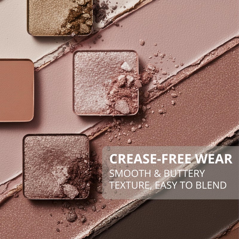 Lamora لوحة ظلال العيون لامورا نود نيوترال - 12 لون طبيعي عالي الصبغة مع لمعة ومات - لوحة مكياج بحجم السفر مع مرآة - Image 2