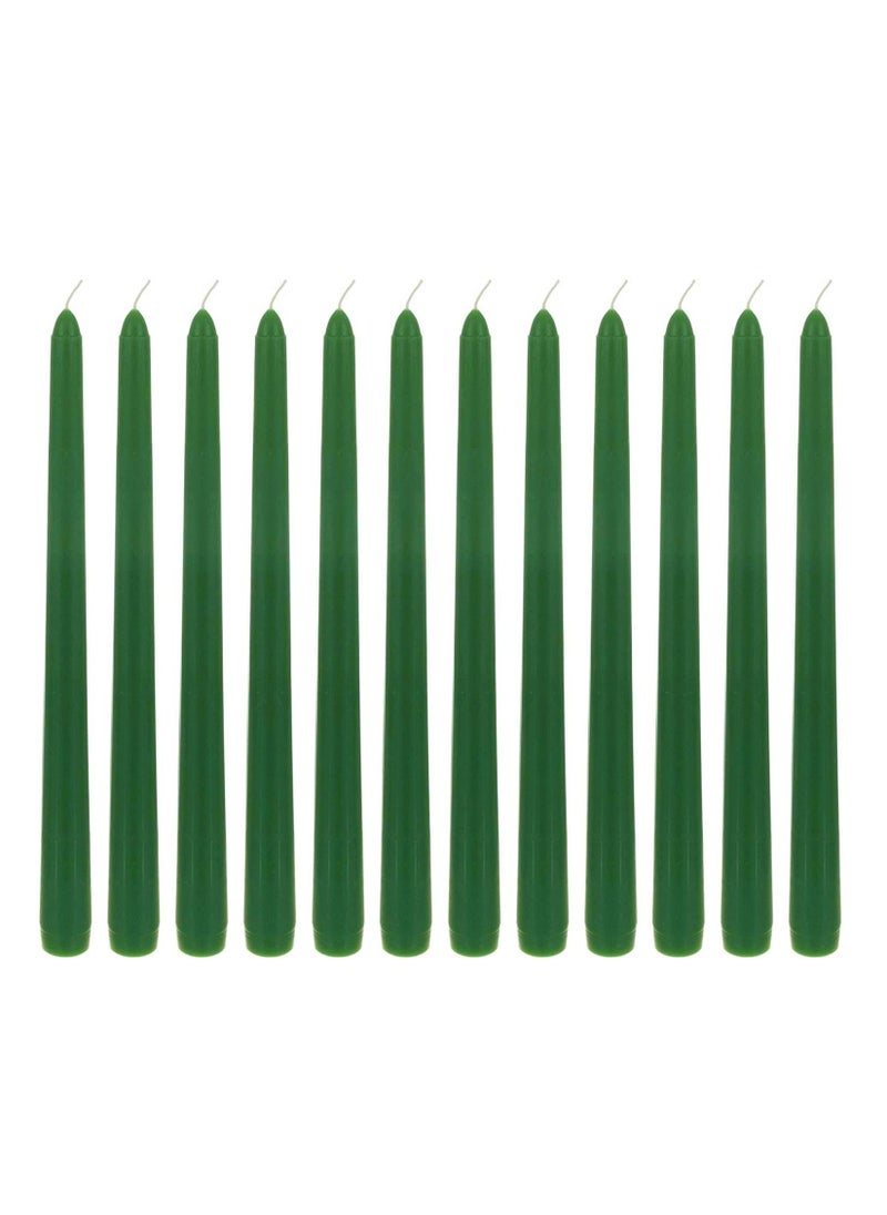 SIHIYA LIFE - Set of 12 Dark Green Taper Candlesticks,10 Inch, 25cmTall Taper Candles, Dripless Dinner Candle Sticks, Natural Wax with Cotton Wicks, 8 Hour Burn Time - Image 1