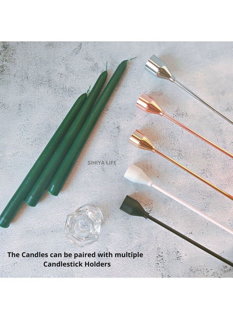 SIHIYA LIFE - Set of 12 Dark Green Taper Candlesticks,10 Inch, 25cmTall Taper Candles, Dripless Dinner Candle Sticks, Natural Wax with Cotton Wicks, 8 Hour Burn Time - Image 1